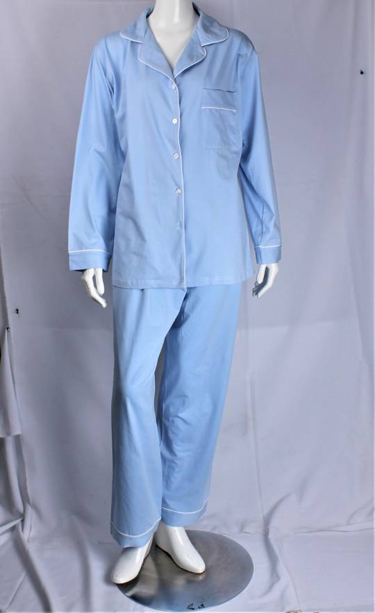 Cotton jersey piped winter pyjamas blue and white  Style :AL/ND-409